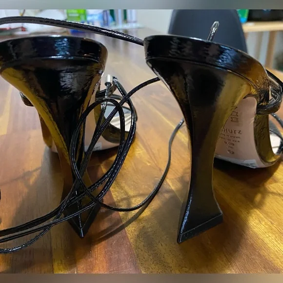 SCHUTZ Glossy Black Strappy Heels gorgeous evening sandals. One time worn. - Picture 6 of 6